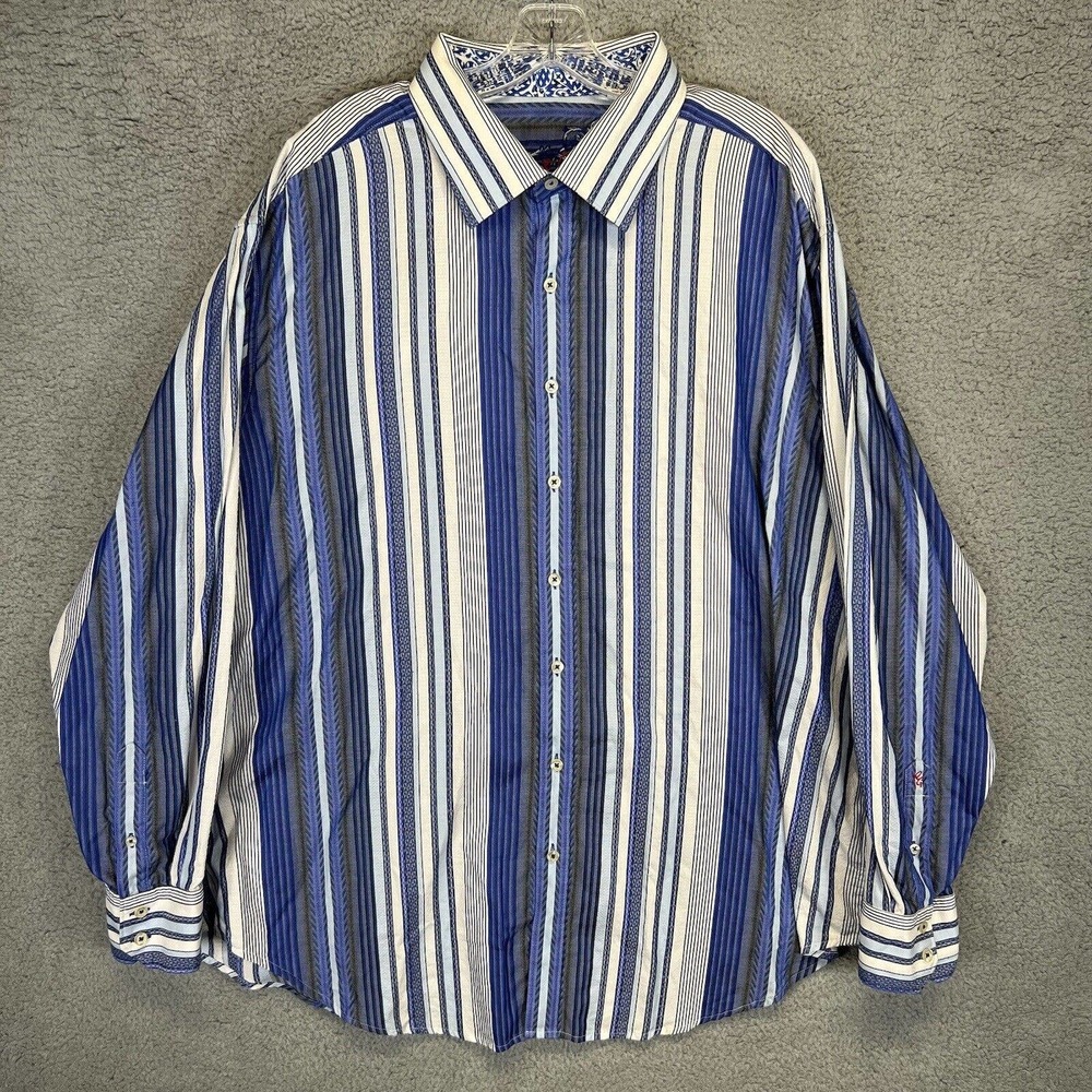 Robert Graham Blue and White Striped Button-Down Shirt